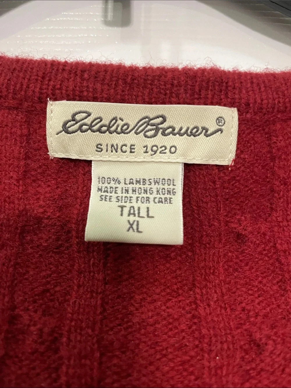 Vintage Eddie Bauer Dark Red Cable-Knit V-Neck Button Vest - Picture 2 of 10